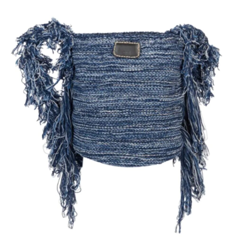 NWT Chloe Jorge Ocean Waves Cashmere Knit Bucket Bag - Picture 14 of 16